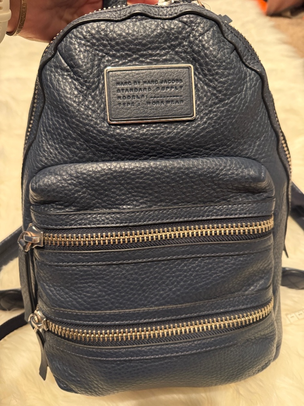 Marc Jacobs Navy Blue Domo Biker Leather backpack